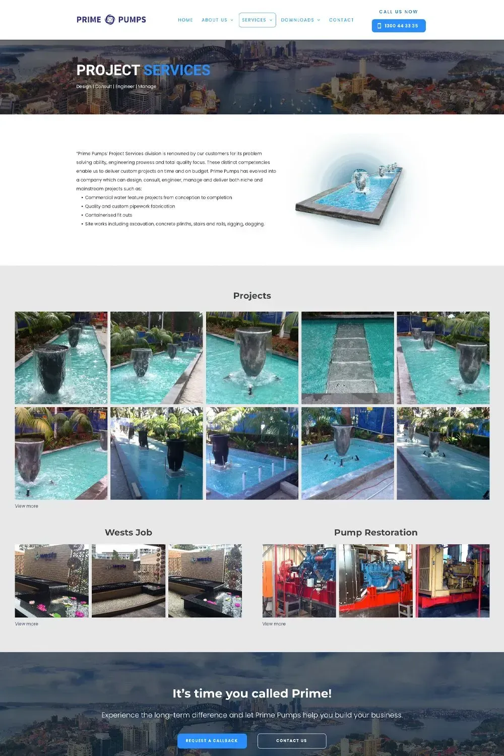 Prime Pumps website preview - internal page #3