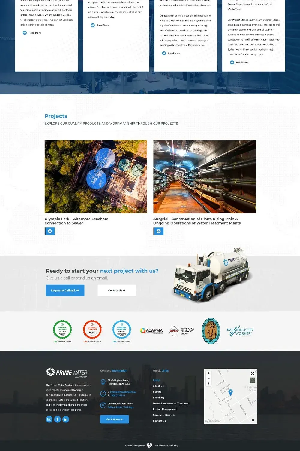 Prime Water Australia website preview - home page #2