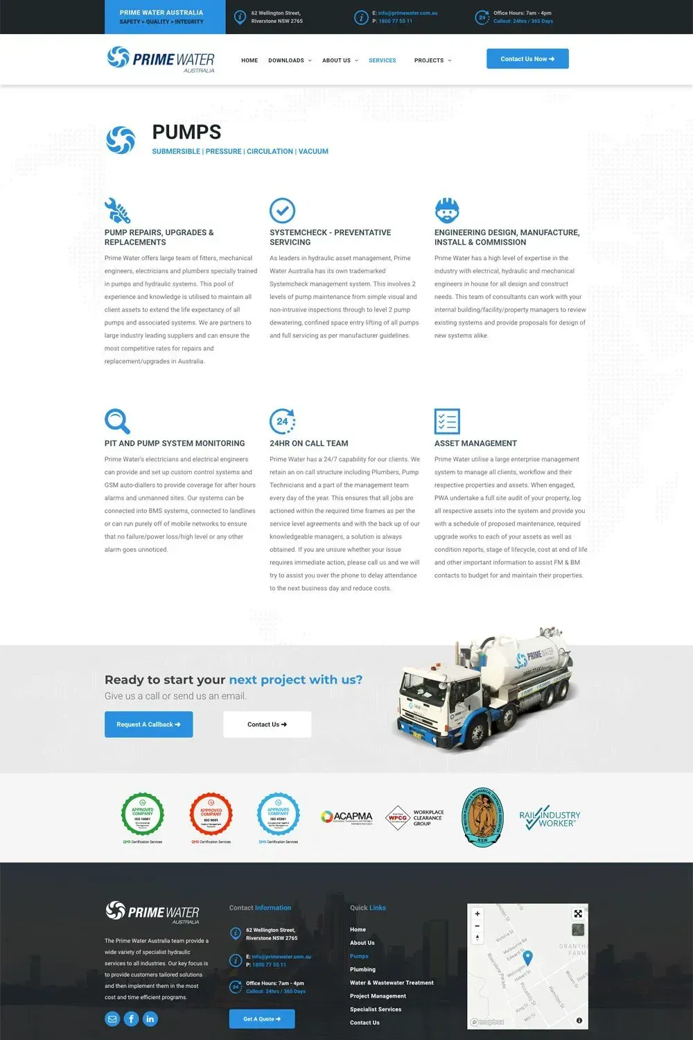 Prime Water Australia website preview - internal page
