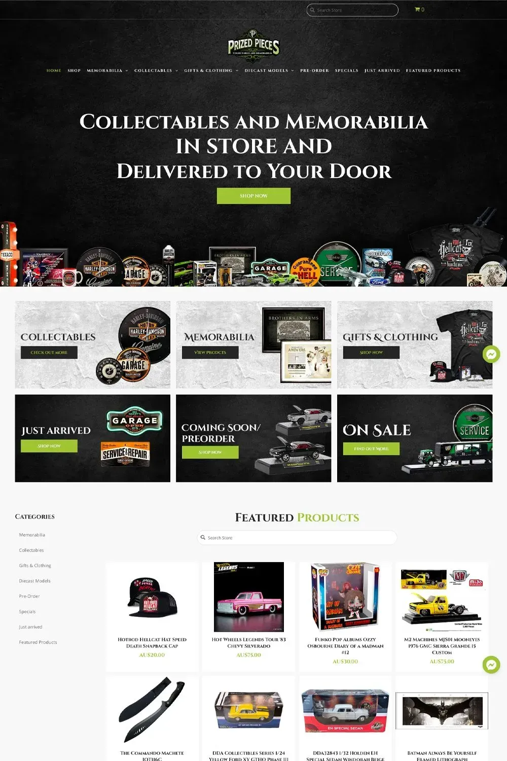 Prized Pieces home page preview