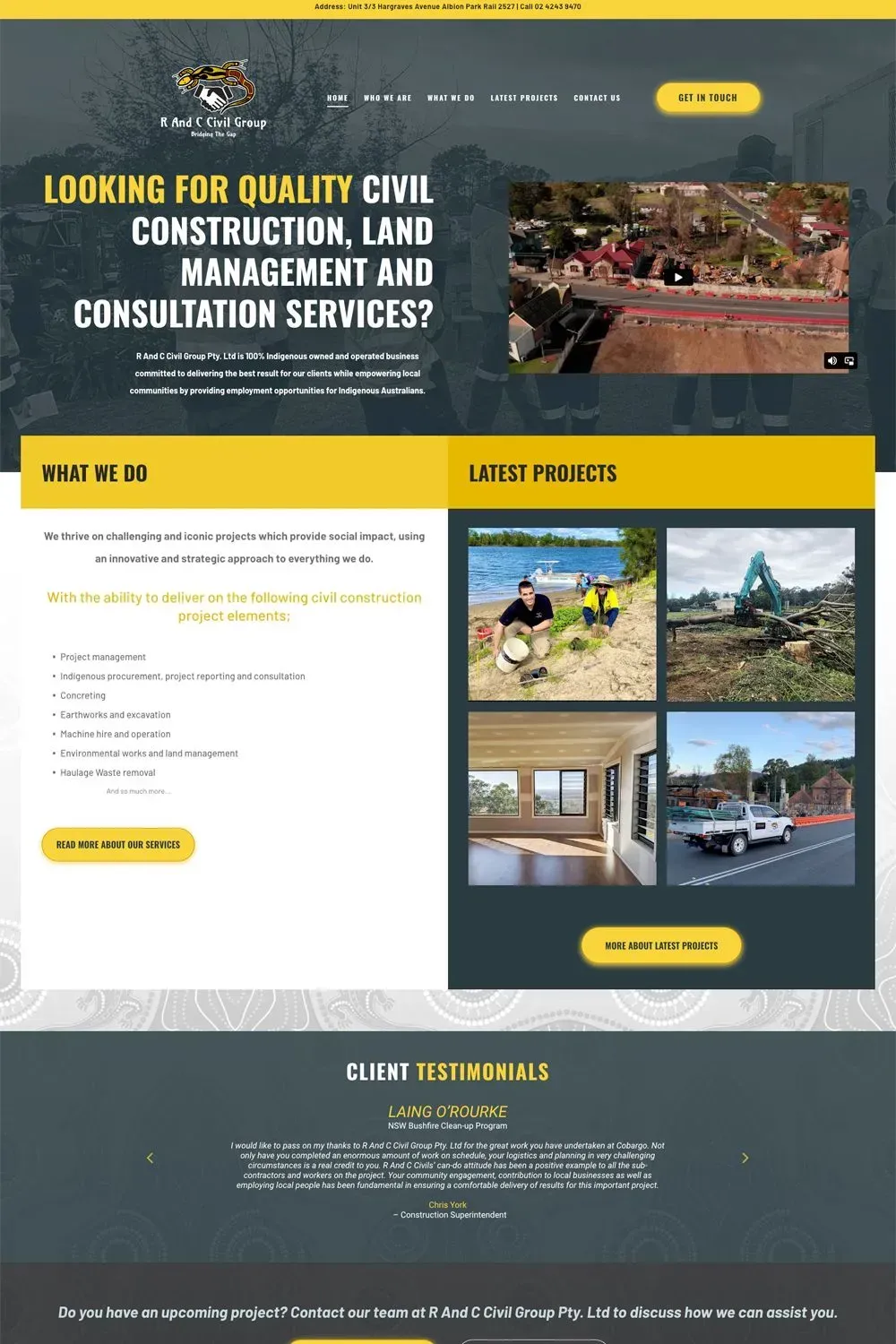 R&C Civil Group home page preview