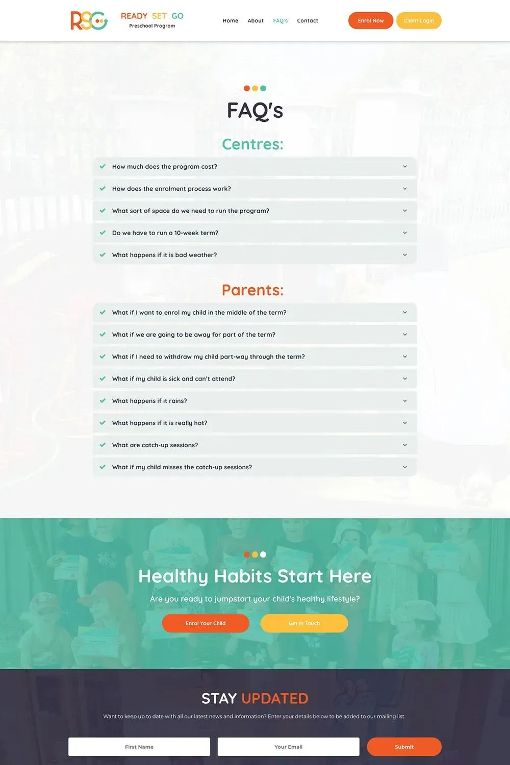 Ready Set Go about us page preview