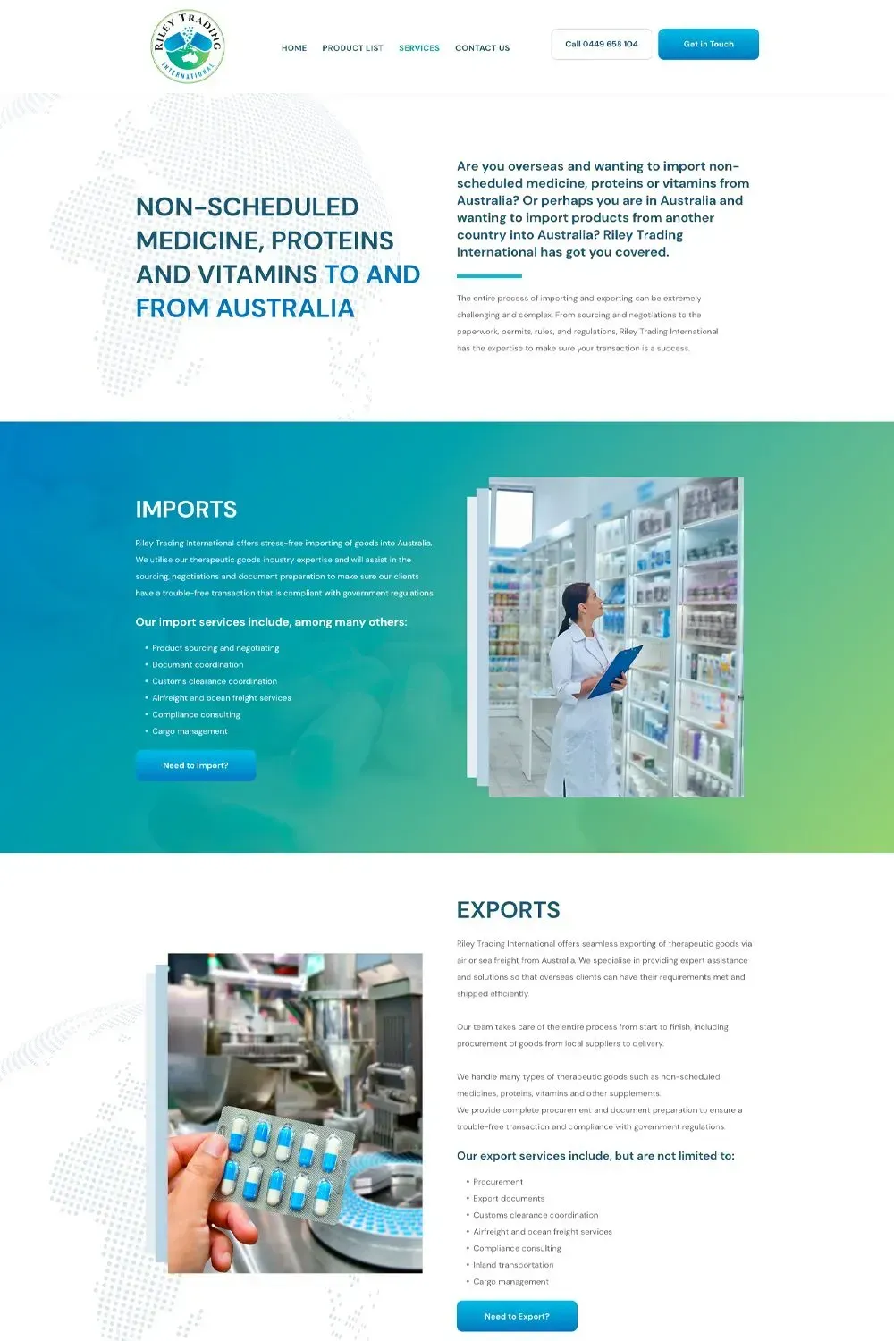 Riley Trading International internal page preview