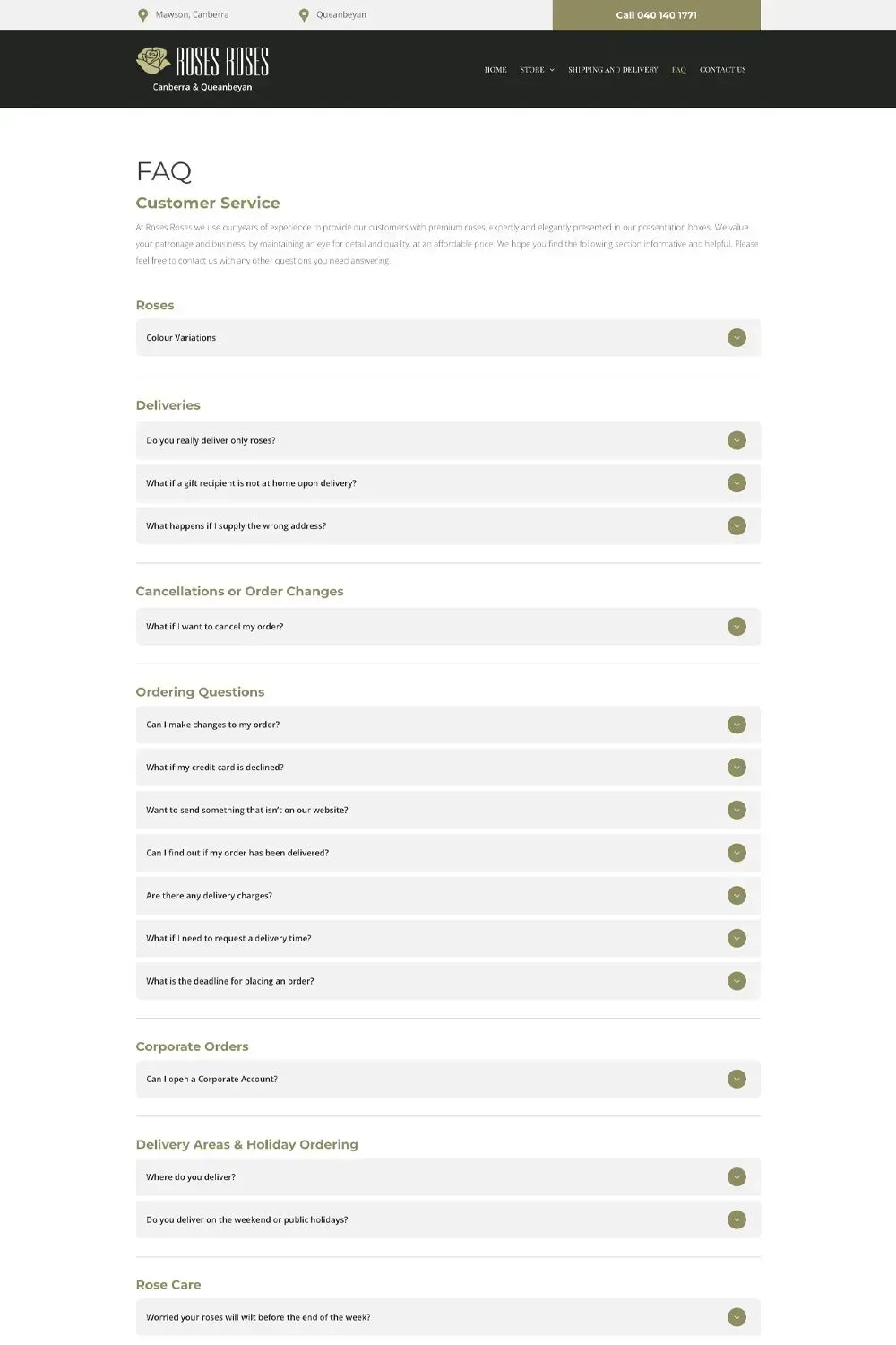 Roses Roses FAQs page preview