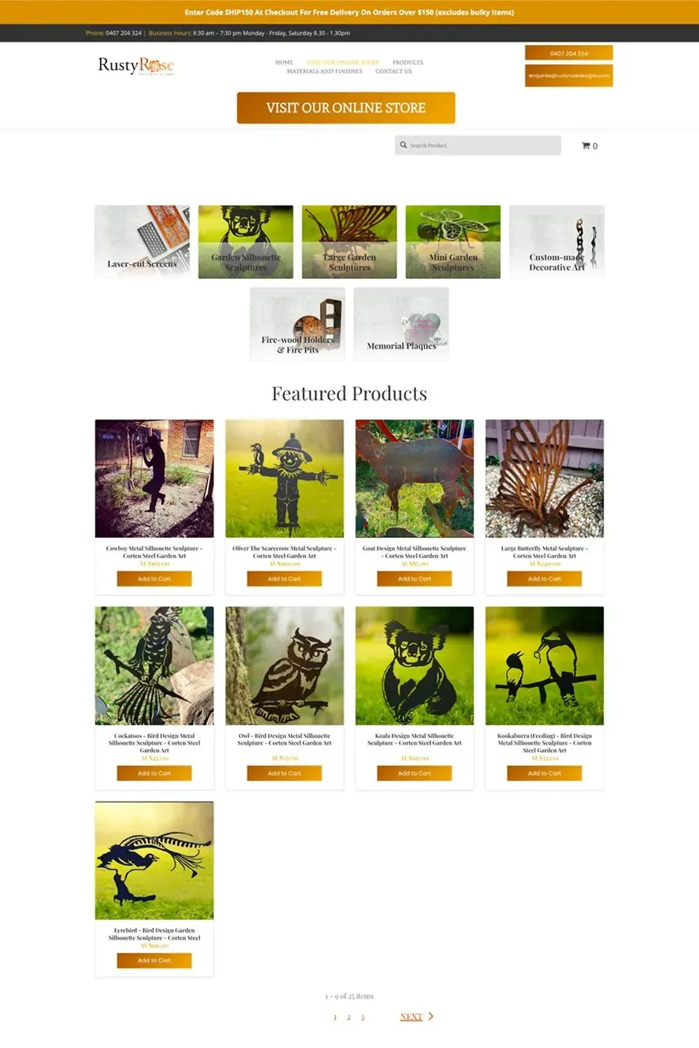 RustyRose Designs shop page preview
