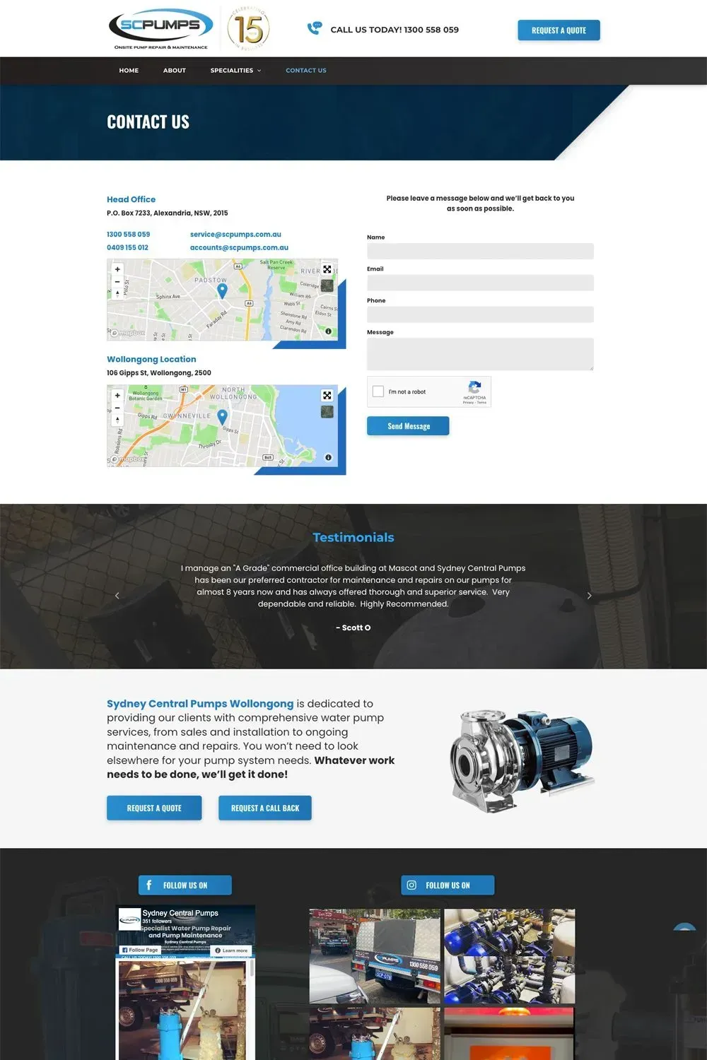 Sydney Central Pumps website preview - internal page #3