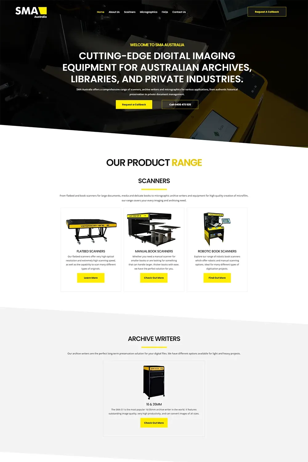 SMA Scanners home page preview