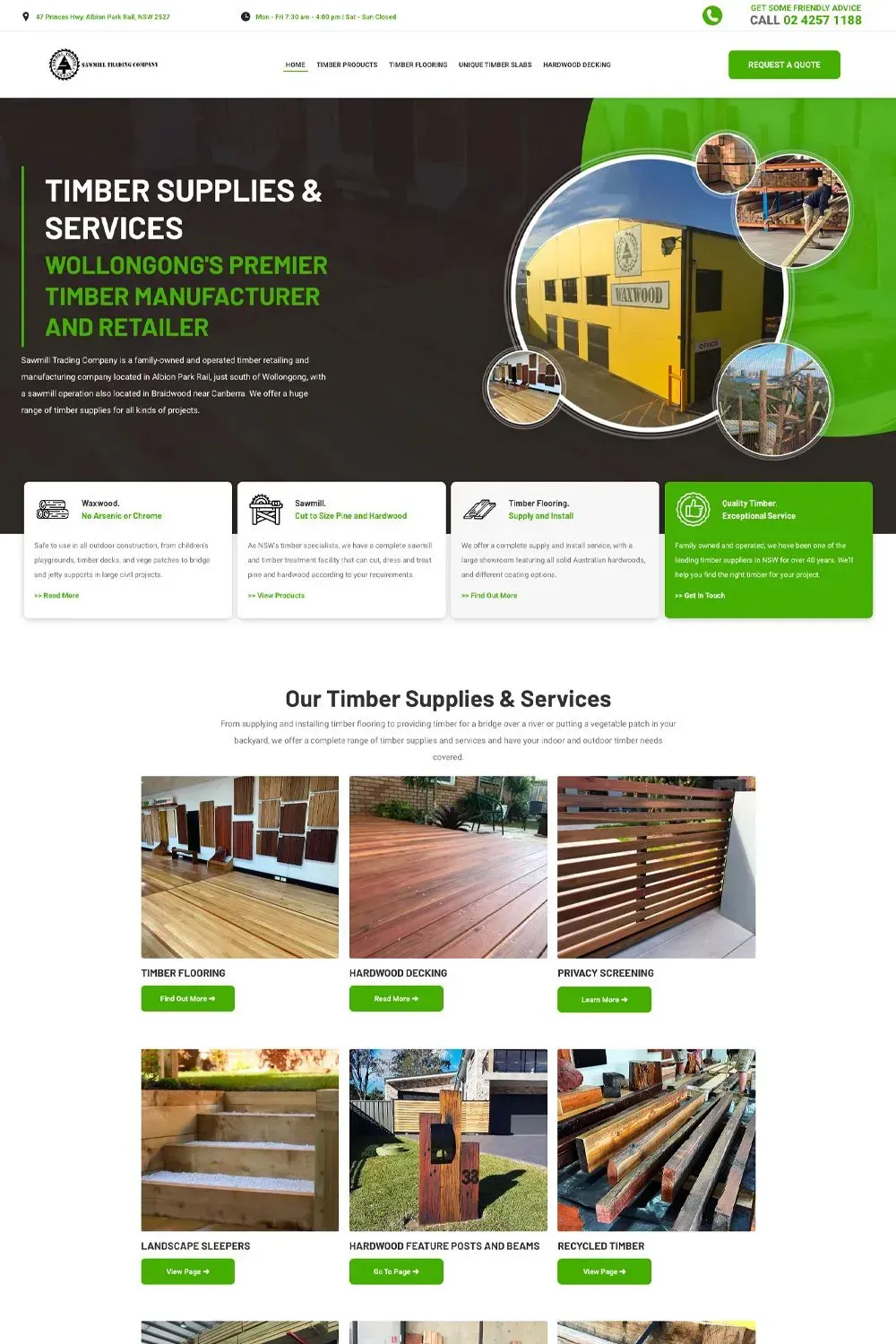 Sawmill Trading home page preview