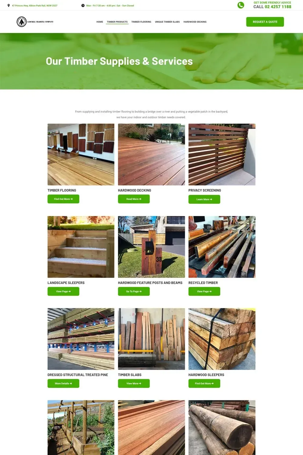 Sawmill Trading service page preview