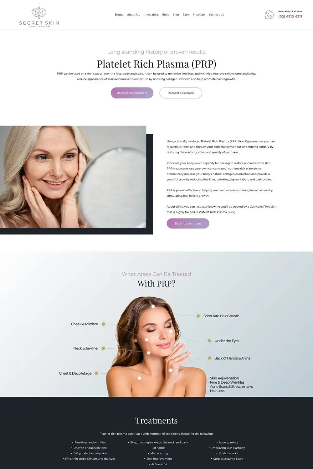 Secret Skin Shellharbour service page preview