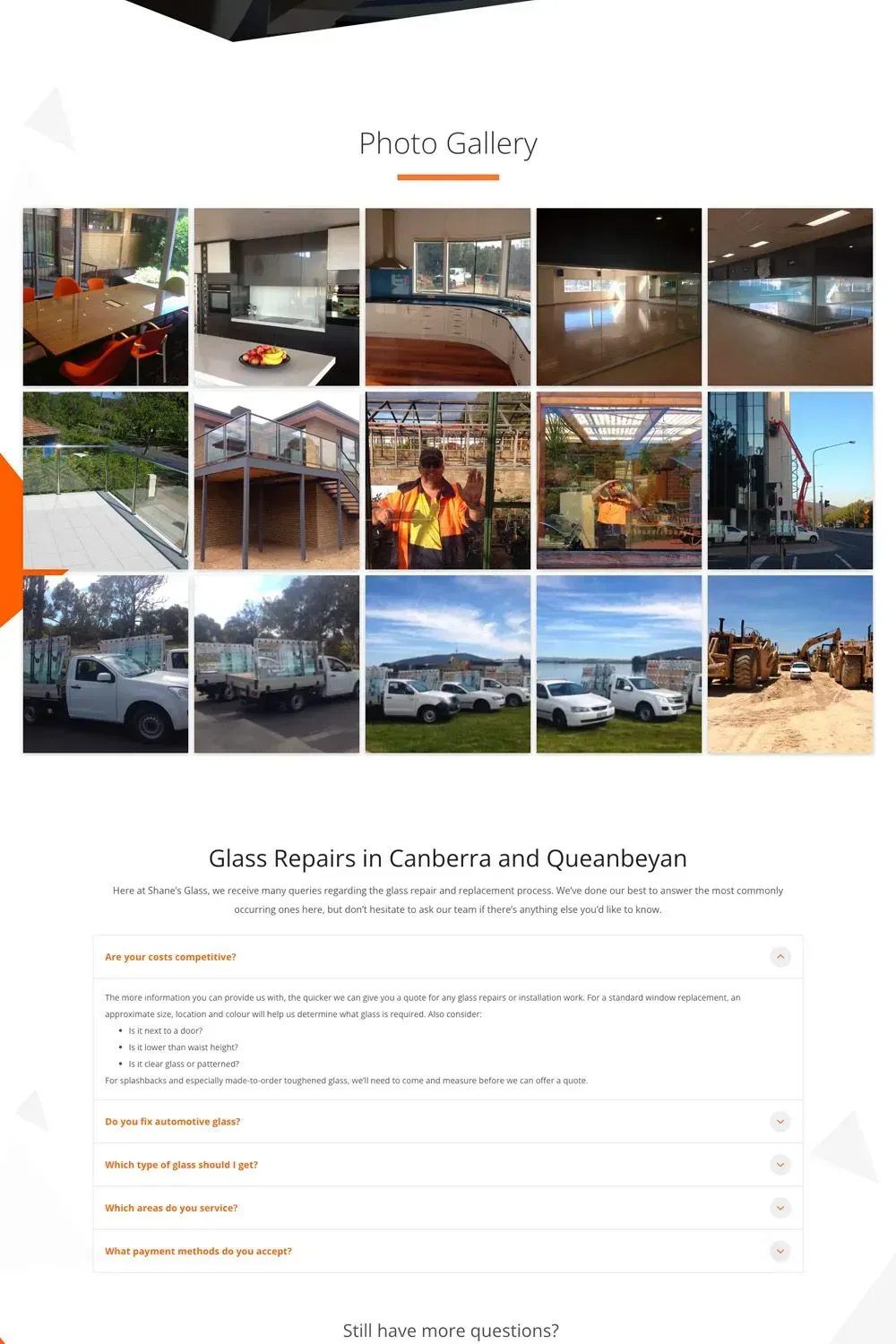 Shane's Glass home page preview #2