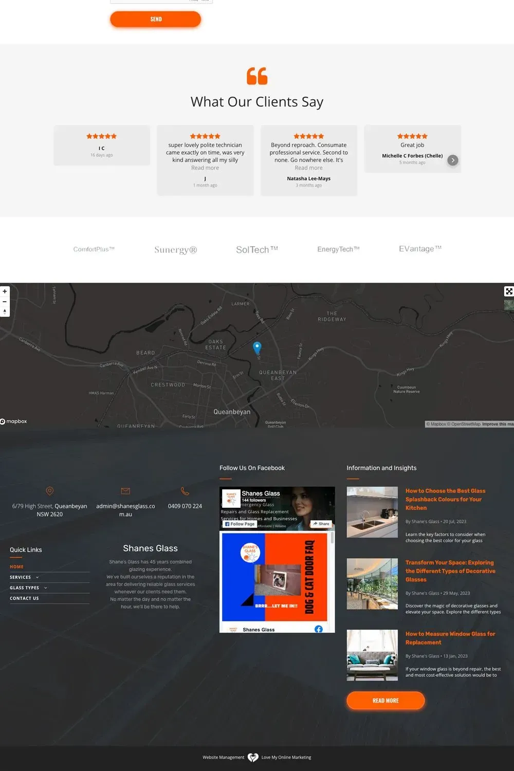 Shane's Glass home page preview #3 - footer