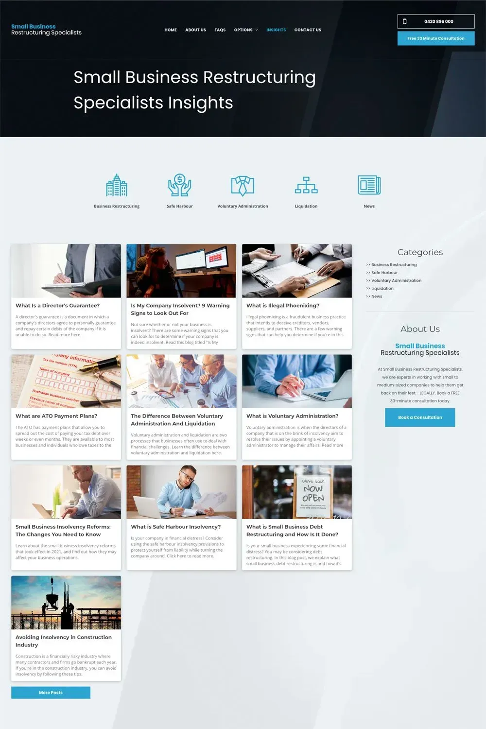 Small Business Restructuring Specialists blogs page preview