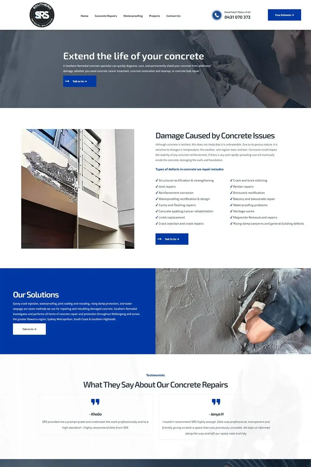 Southern Remedial concrete repairs page preview