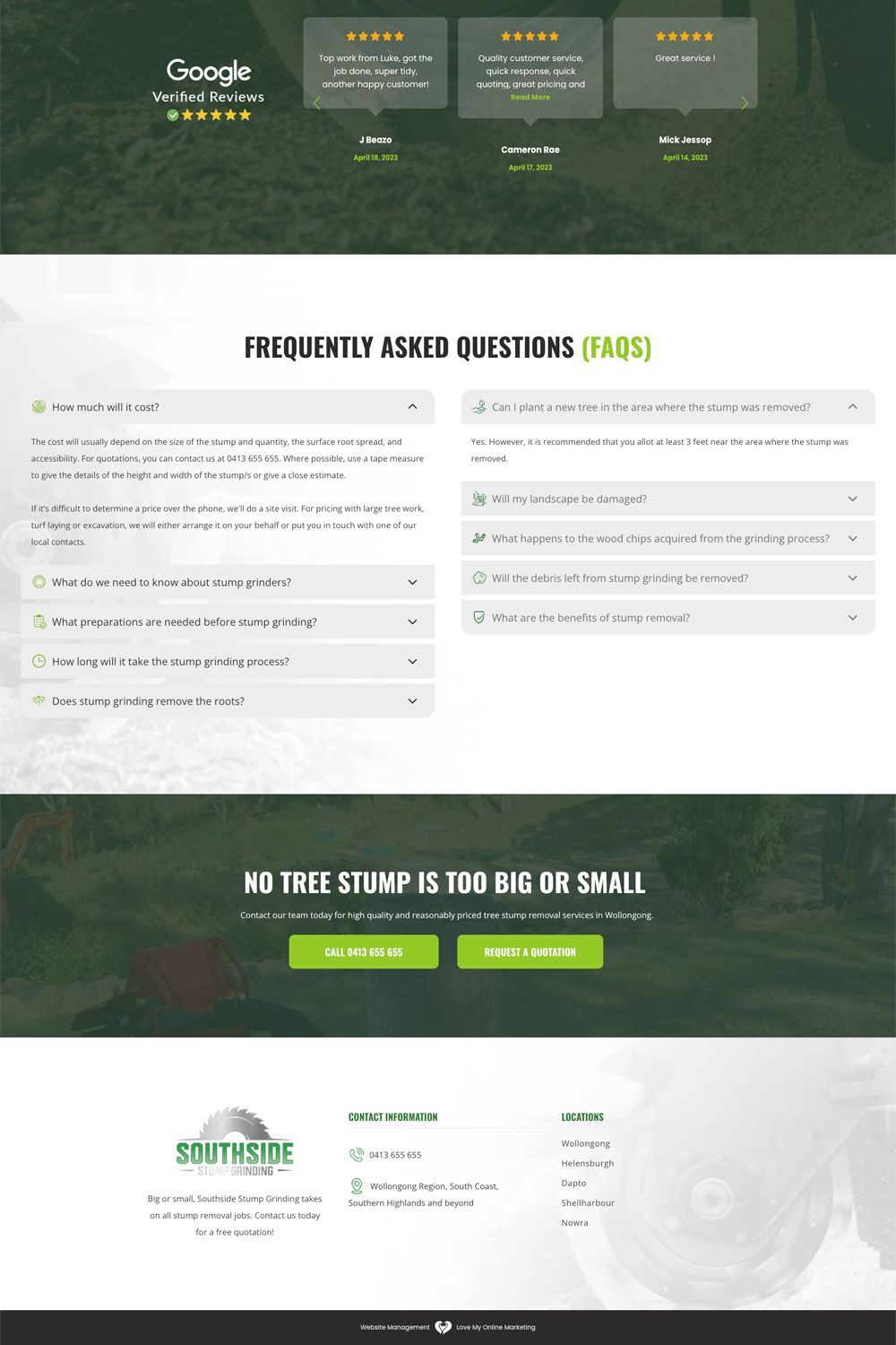 Southside Stump Grinding home page website preview #3