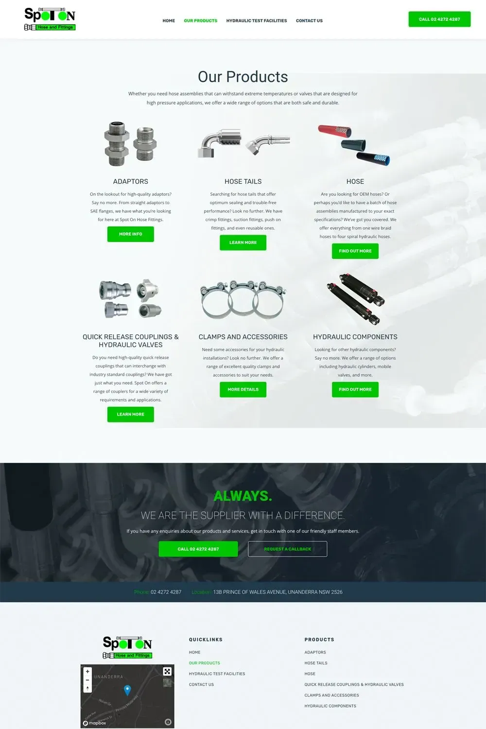 Spot On Hose & Fittings home page preview #2