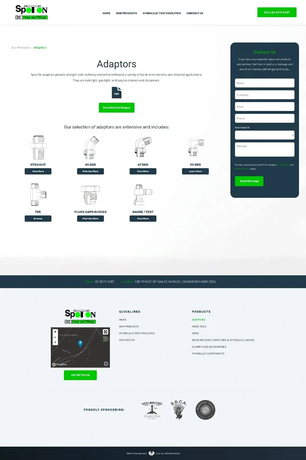 Spot On Hose & Fittings shop page preview