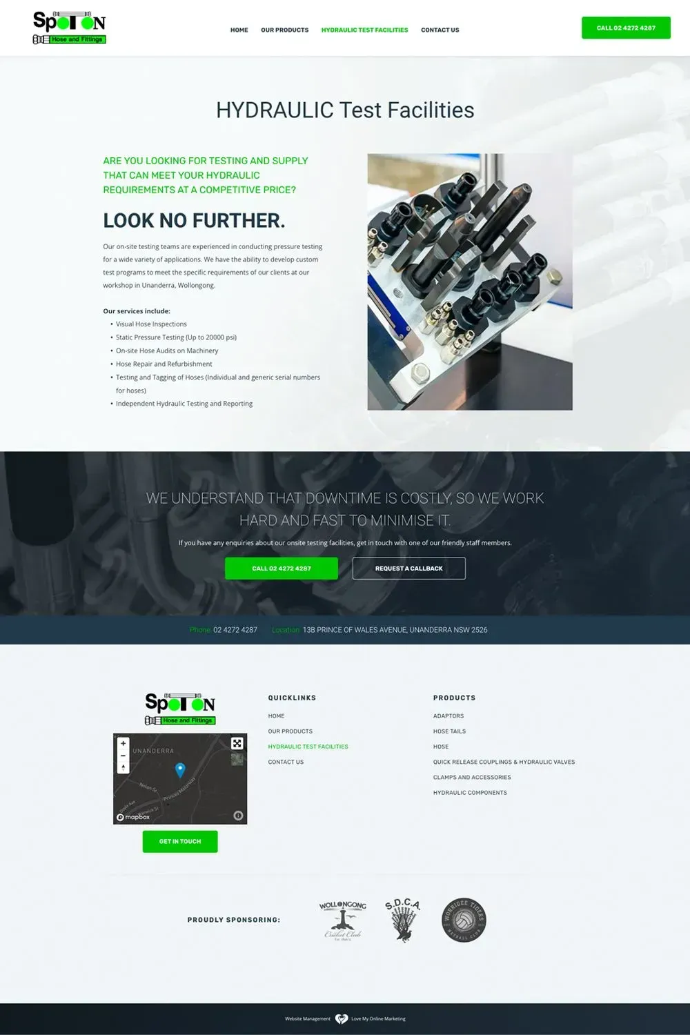 Spot On Hose & Fittings internal page preview