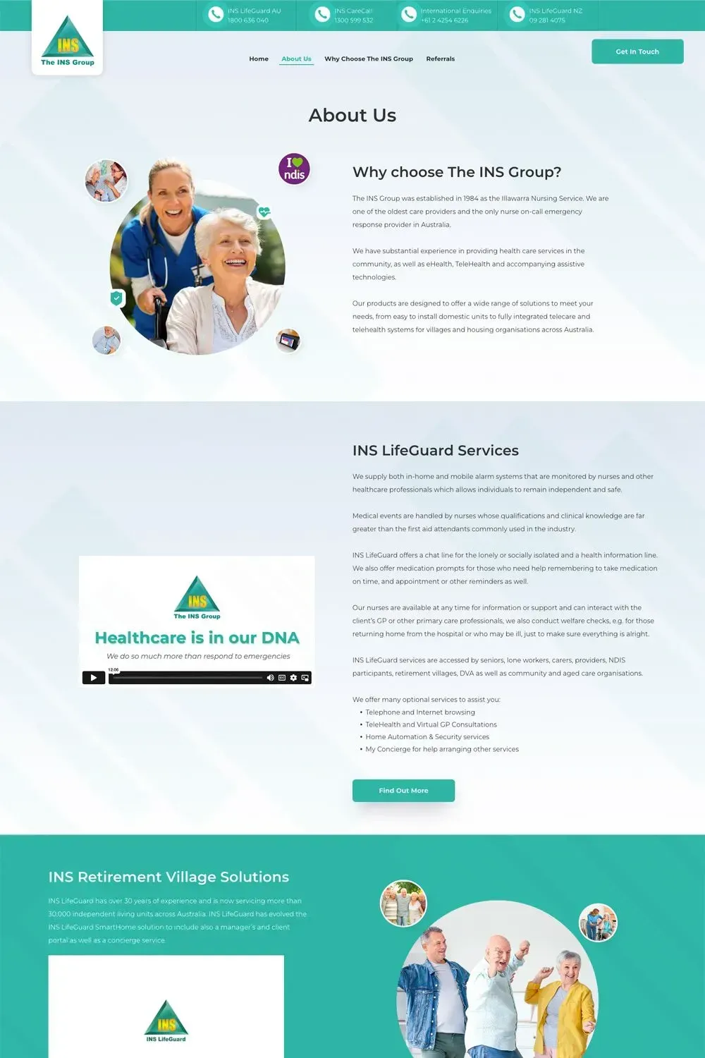 INS Group about us page preview