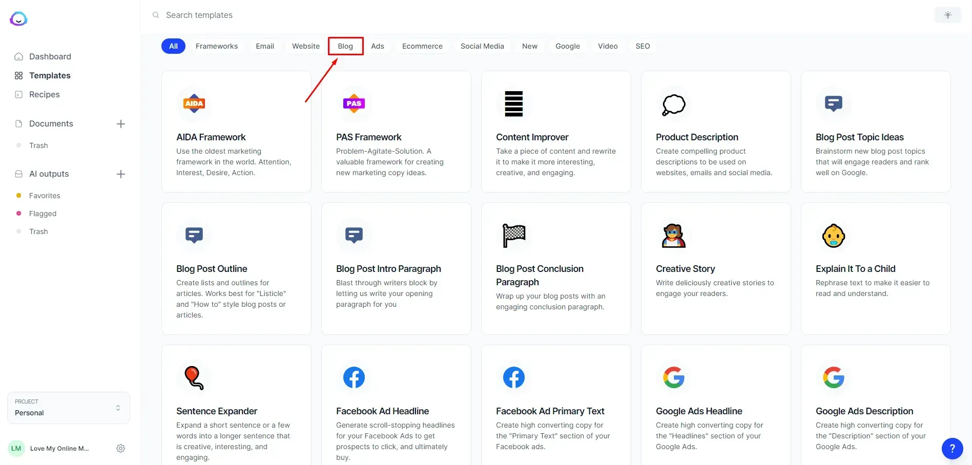 templates dashboard