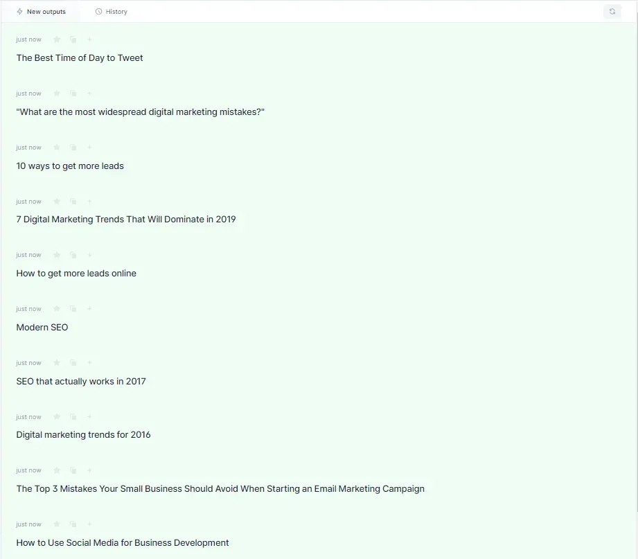 the topics generated by the AI
