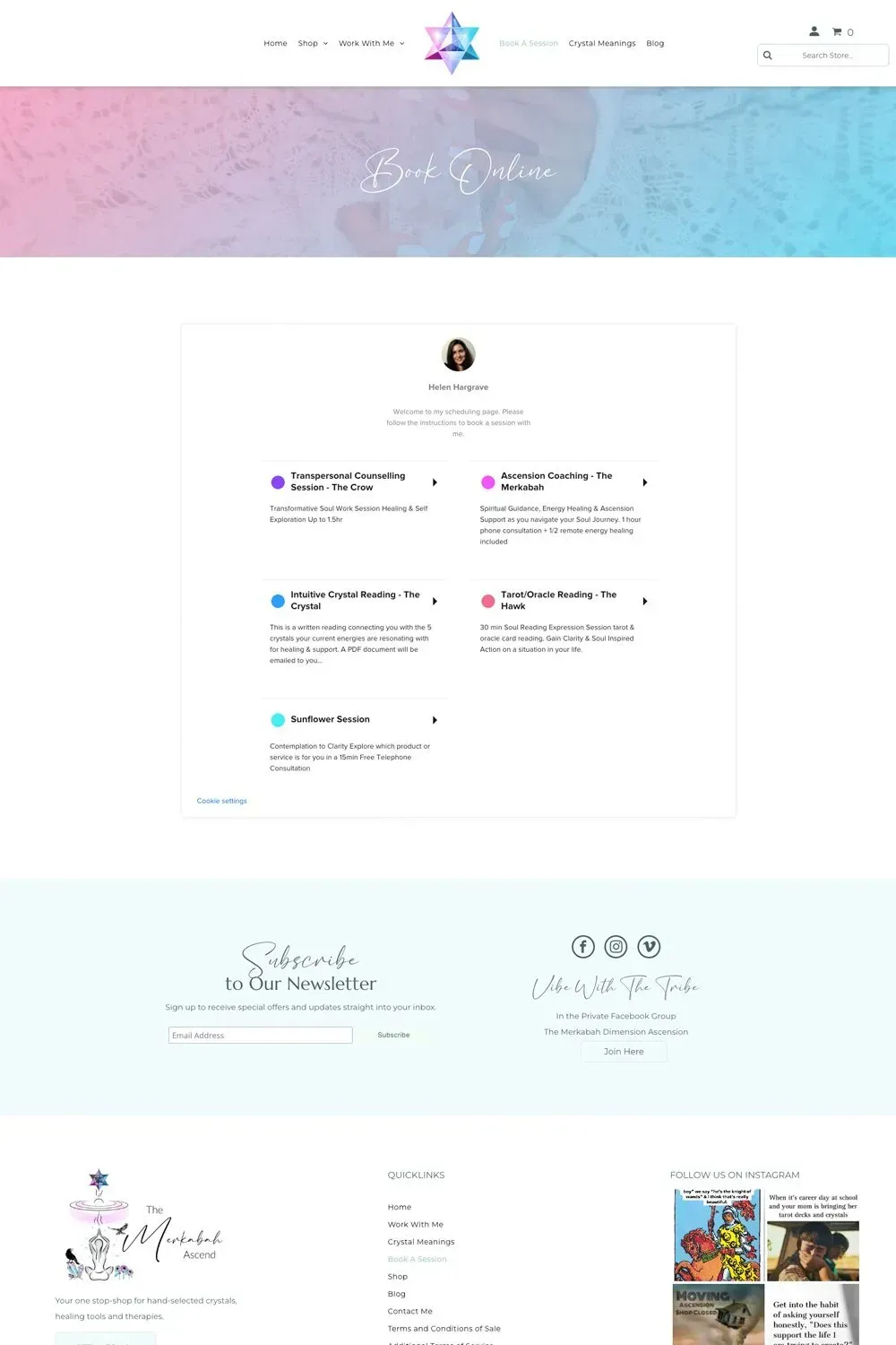 The Merkabah booking page preview