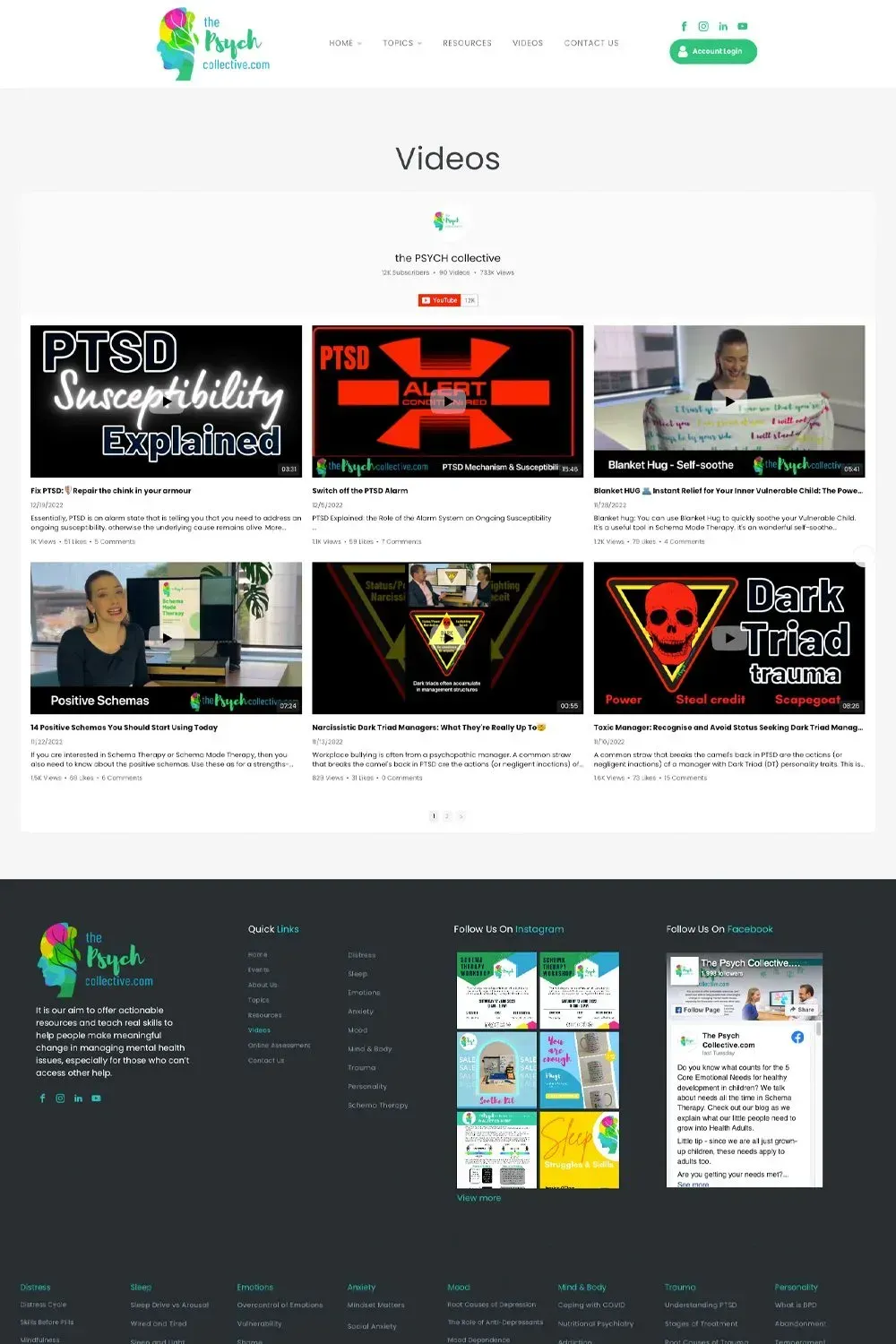 The Psych Collective videos page preview