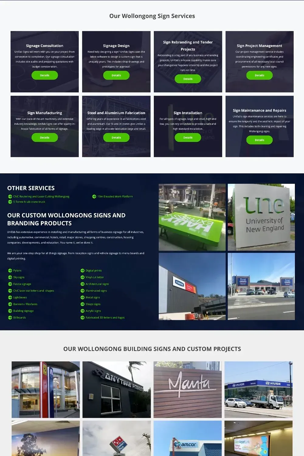 Unifab Signs home page preview #2