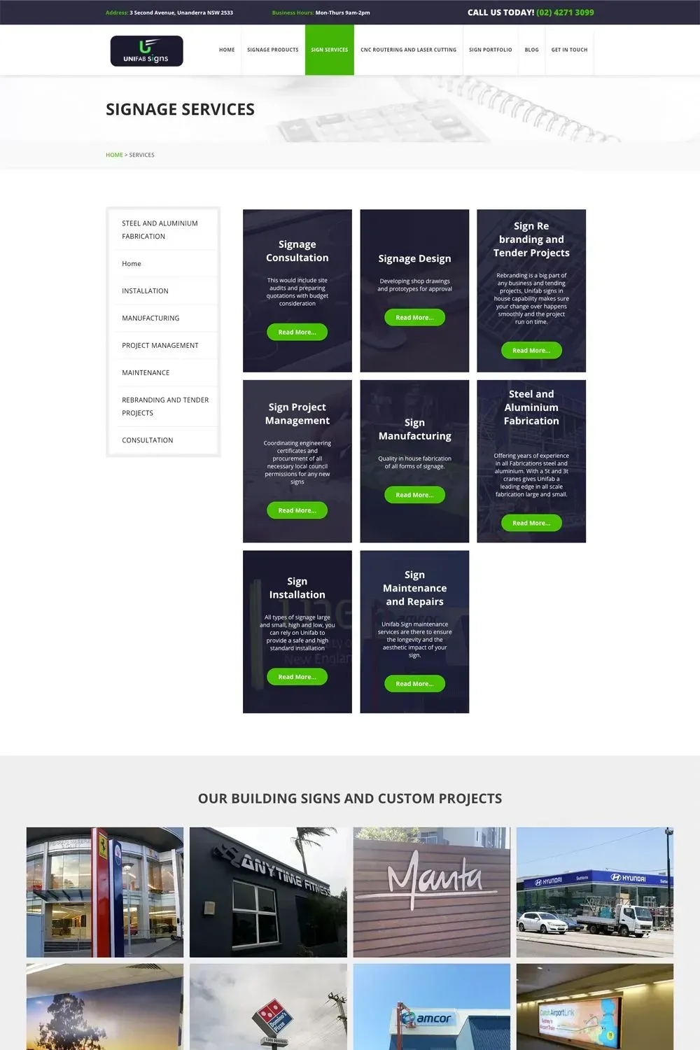 Unifab Signs internal page preview #2