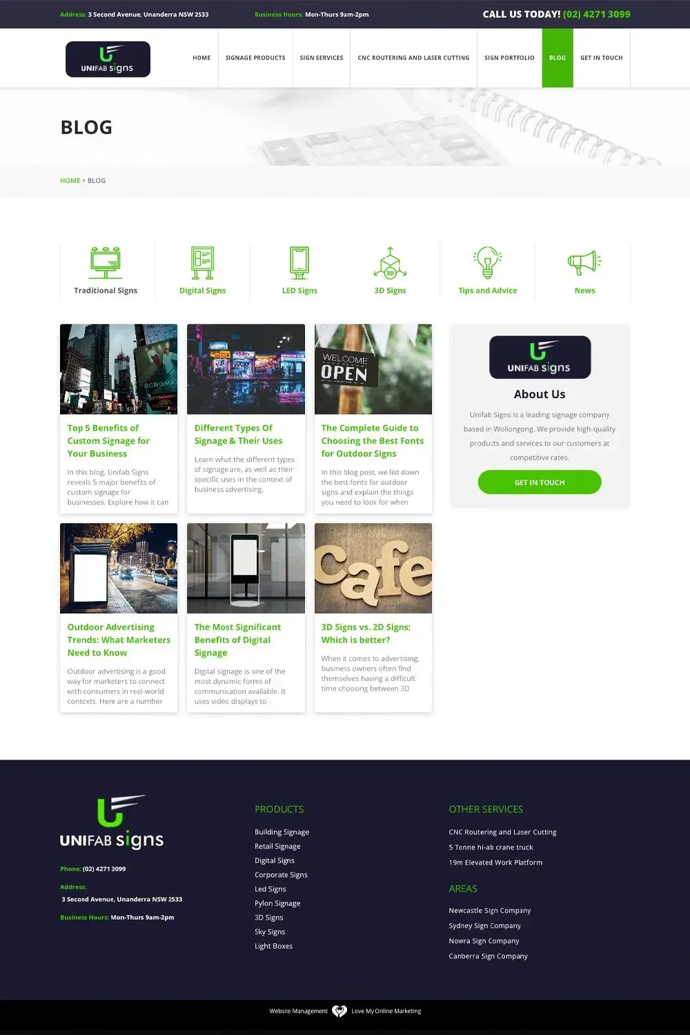 Unifab Signs blog page preview