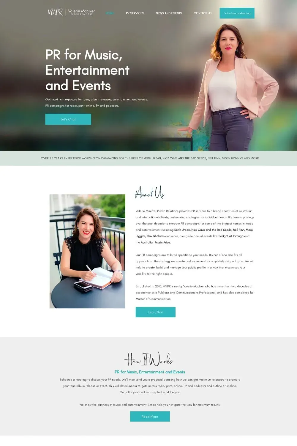 Valerie MacIver PR home page preview