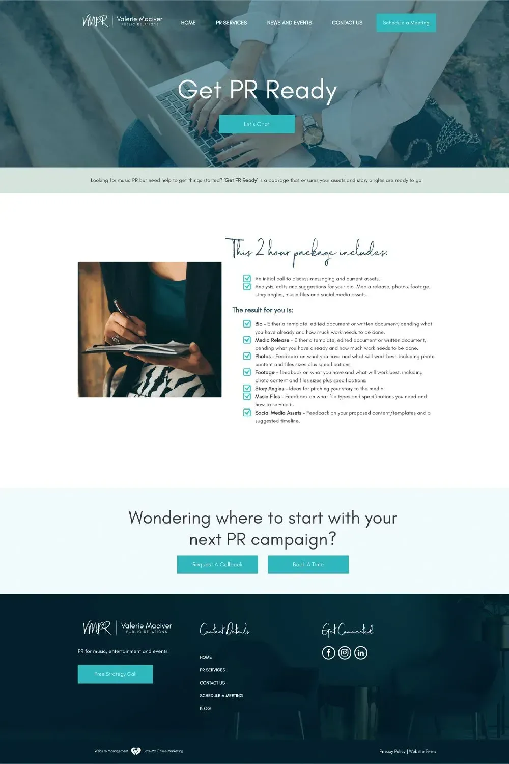Valerie MacIver internal page preview