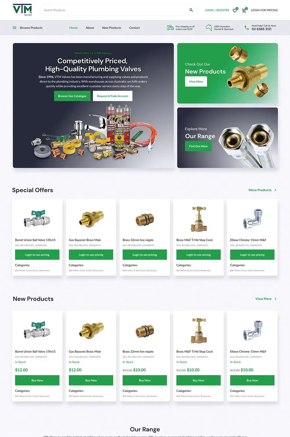 VTM Valves home page preview