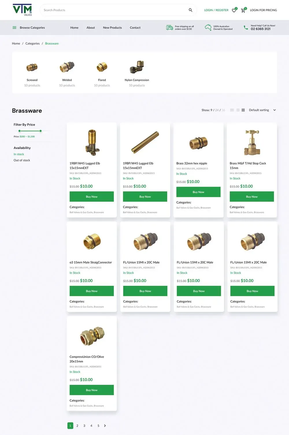 VTM Valves shop page preview