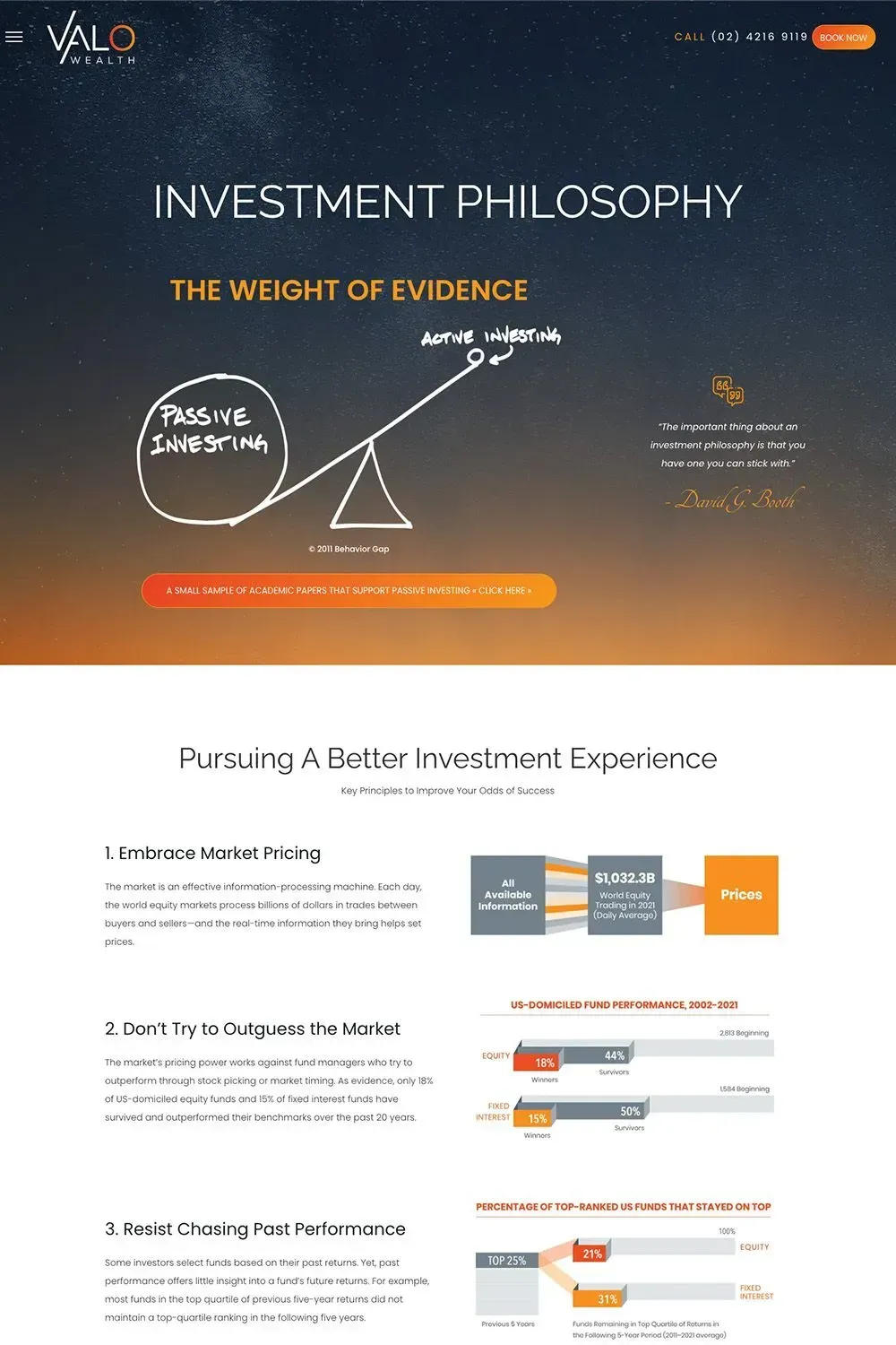 Valo Wealth internal page menu preview #2