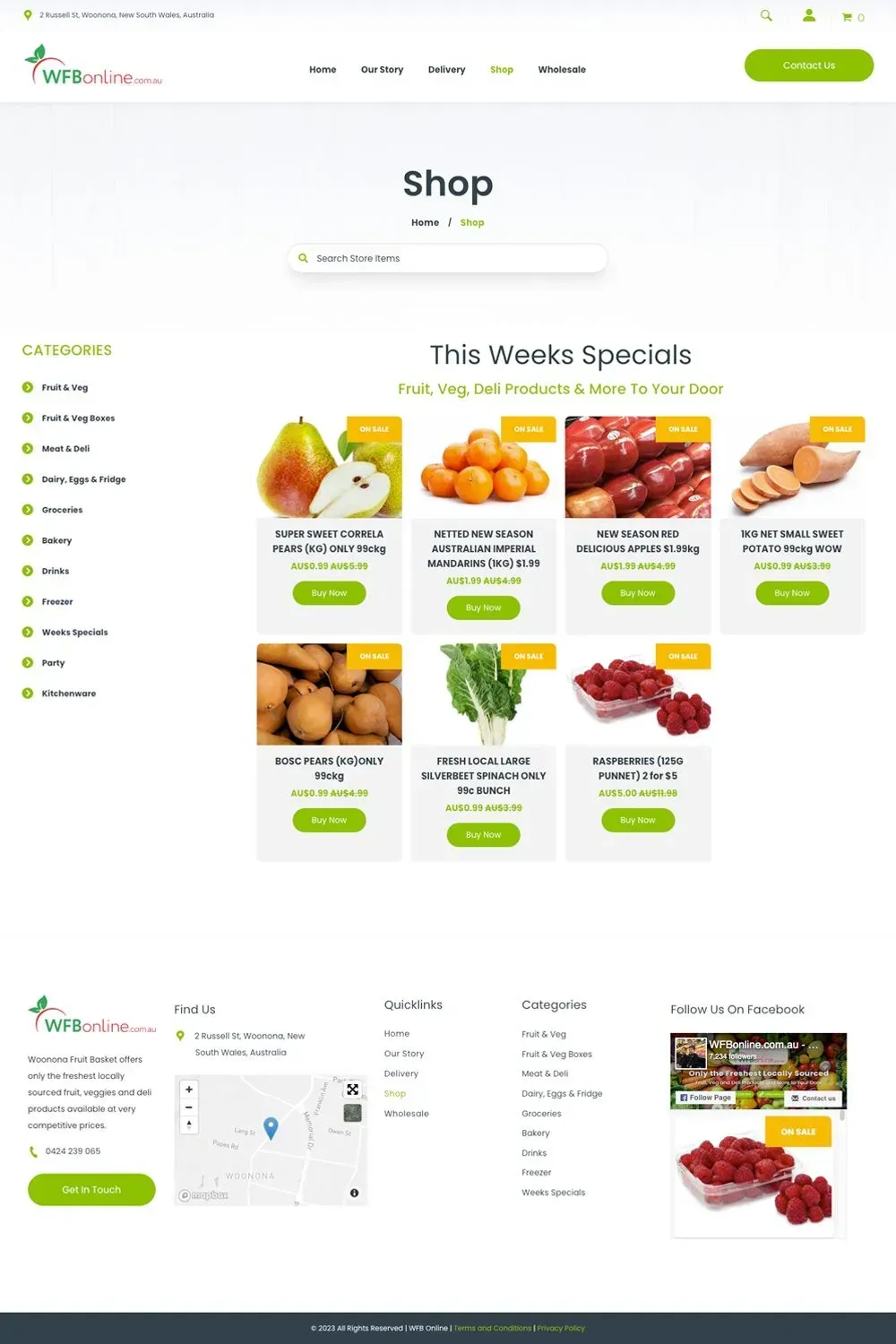 WFB Online shop page preview