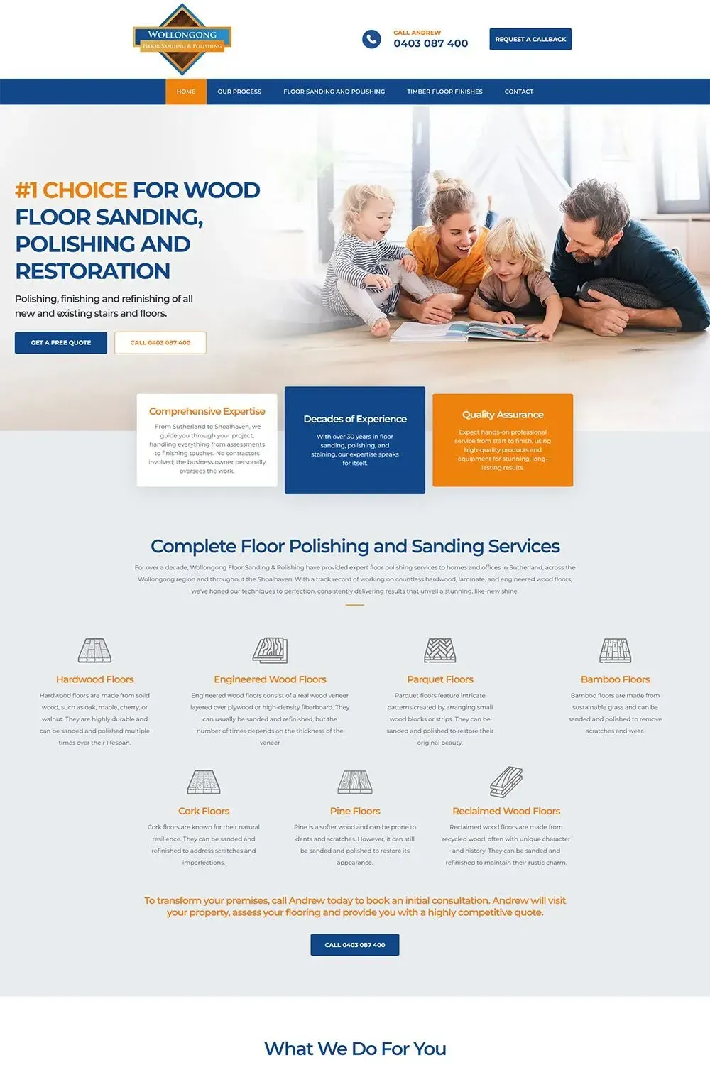 Wollongong Floor Sanding & Polishing home page preview