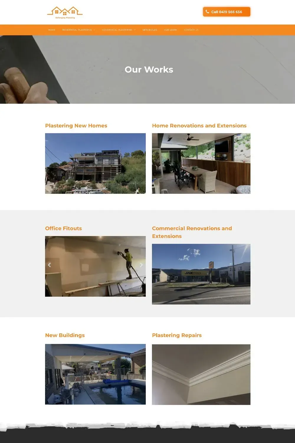 Wollongong Plastering internal page website preview #2