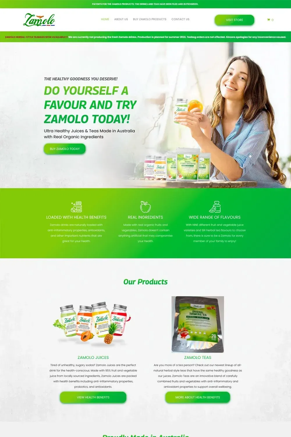 Zamolo home page preview