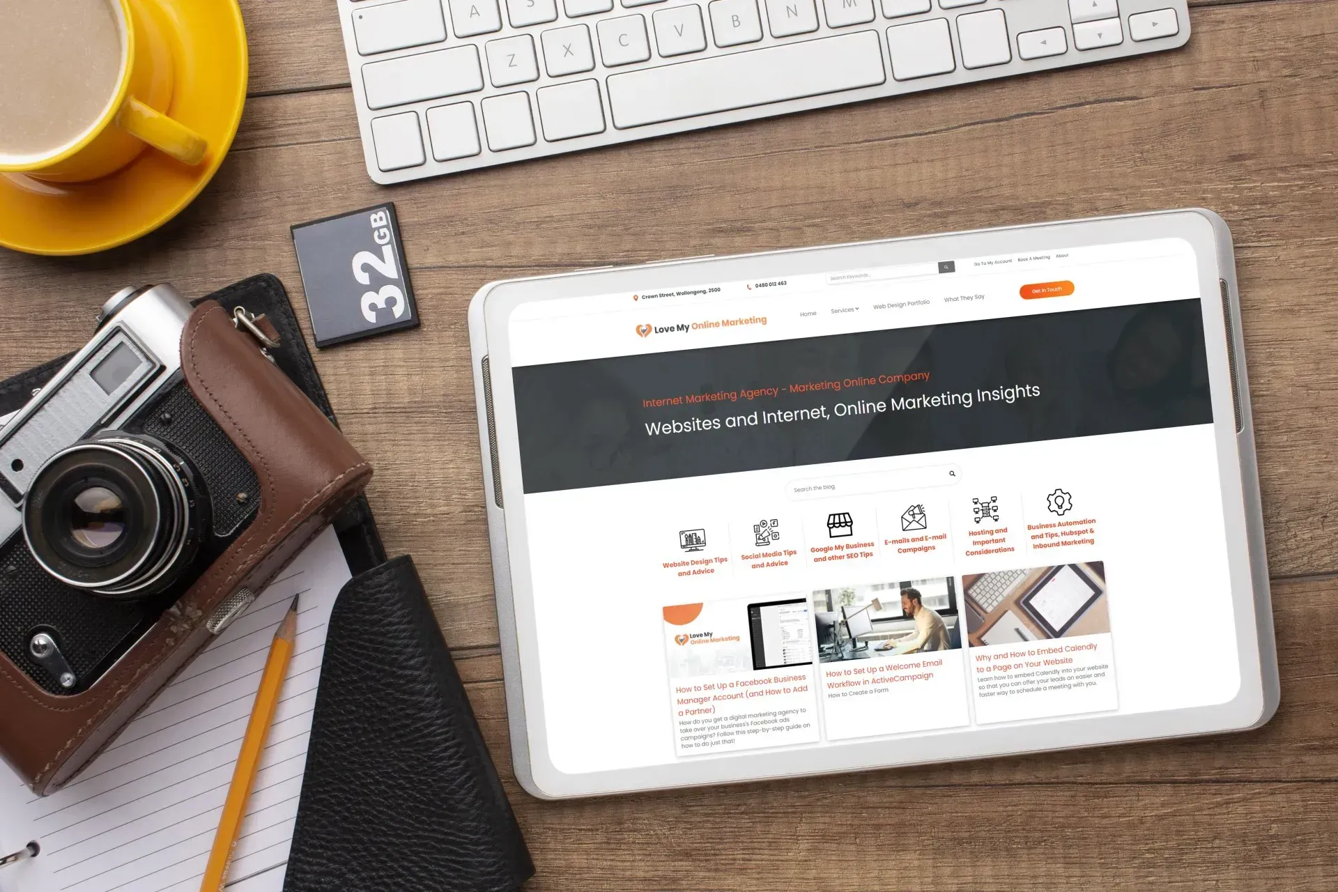 Love My Online Marketing's website on a tablet