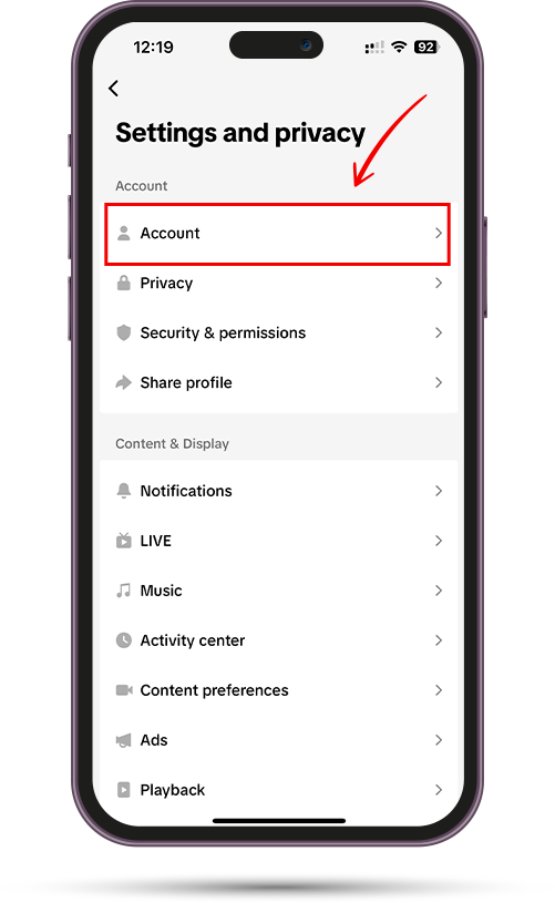 accessing your Account settings