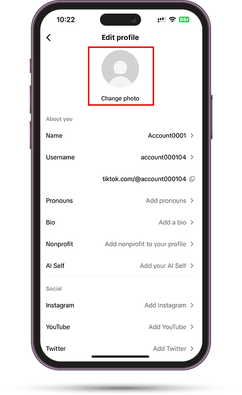 changing photo on TikTok