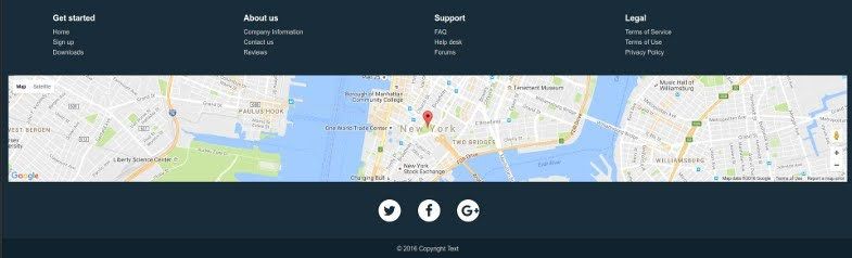 footer with a map