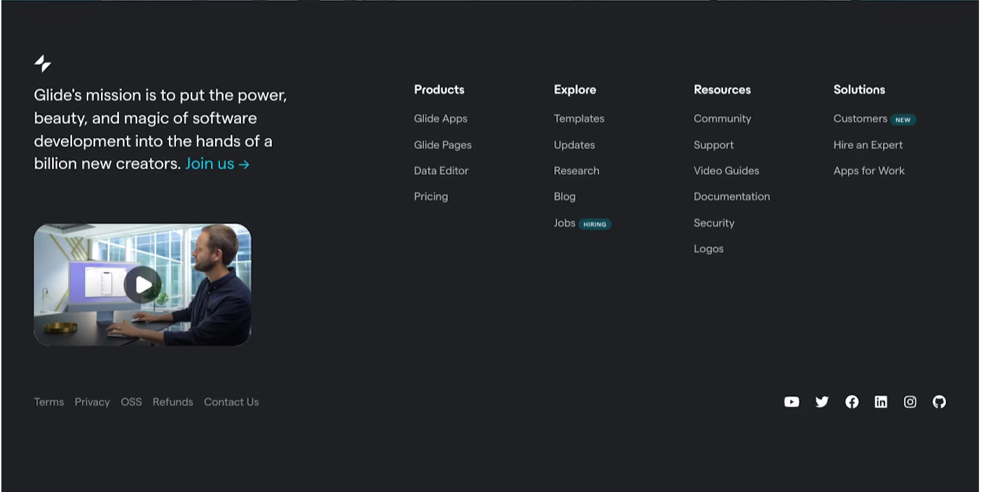 dynamic interactive footer