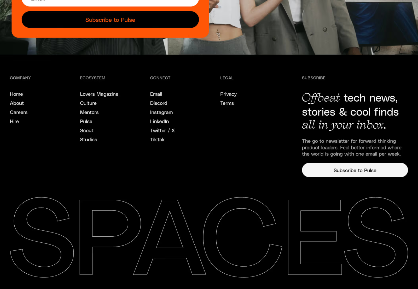 dark mode-optimised footer