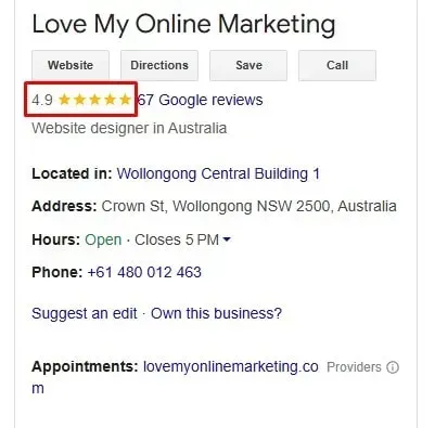 Google review card