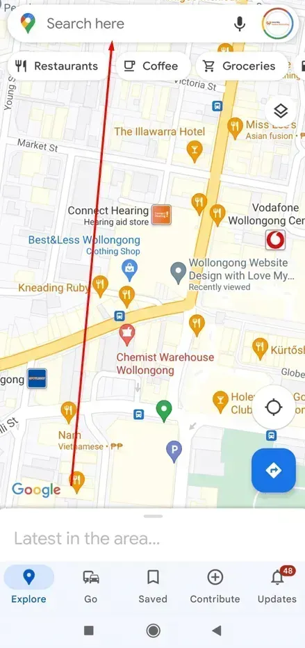 Search from Google Maps app