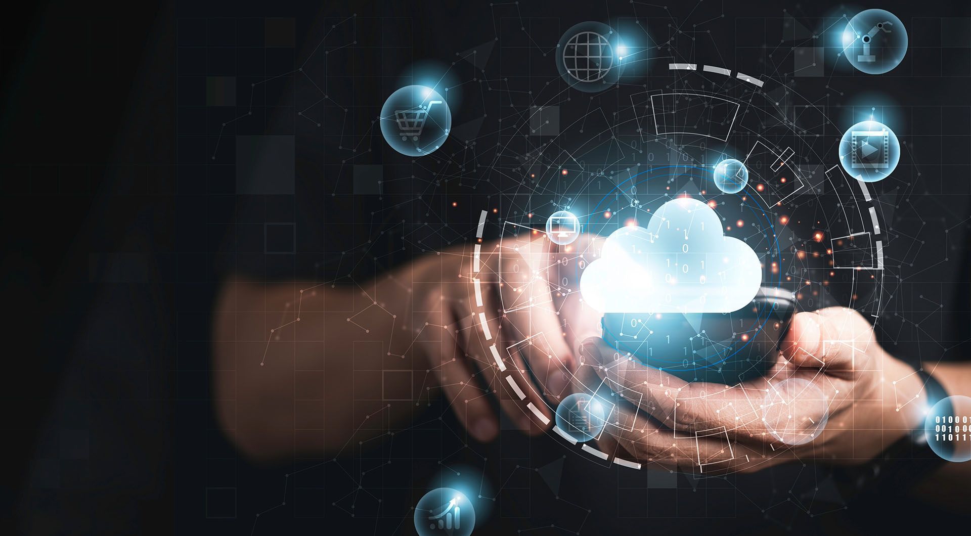 A person is holding a cloud in their hands.