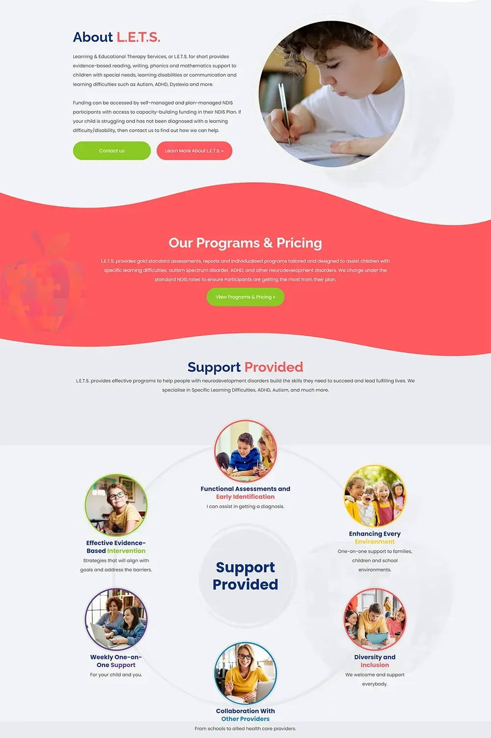 L.E.T.S. home page website preview #2