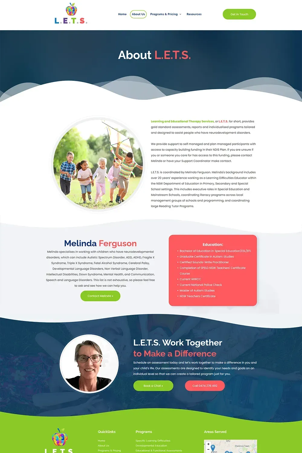 L.E.T.S. about us page website preview